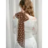2025 Nuevo Pañuelo de Seda con Lunares Marrones Accesorios para Mujer Protector de Cuello Cinta para el Cabello Goma para el Cabello Pañuelo Largo Decoración Exterior