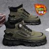 Botas de Invierno para Hombre con Terciopelo, Cálidas y Engrosadas, Botones Giratorios, Impermeables, Antideslizantes, Suelas Gruesas, Zapatos Deportivos de Algodón para Nieve que Aumentan la Altura