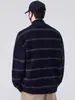 Cardigan de Tricô com Listras em Cores Contrastantes Masculino Texturizado Gola Alta Outono e Inverno Novo Peça de Roupa Superior Tendência Coreana