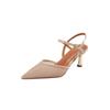 Sandalias de Malla para Mujer Estilo Hada Hebilla Trasera Vacía Zapatos Nicho Verano Nuevo Tacón de Aguja Puntiagudos Tacones Altos con Hebilla