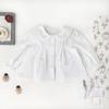 Camisa de Algodón Bordada de Primavera para Niña Cutemily Camisa Blanca de Manga Larga con Encaje para Bebé