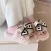 Pantuflas de Algodón Casual Estilo Ins con Forro de Polar y Lazo para Uso Diario, Nuevo Modelo de Invierno, Cómodos Zapatos de Felpa Antideslizantes para el Hogar para Mujeres