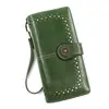 Cartera Larga para Mujer Estilo Coreano Cremallera Distintiva Bolso de Mano tipo Clutch de Cuero Encerado Bolso de Mano Elegante Cartera para Certificados y Monedas