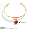 Estilo Retrô Europeu e Americano Colorido Divertido Pingente de Número Pulseira em Forma de C com Nó Banhada a Ouro 18K Doce Cool Color-Blocking Pulseira Aberta