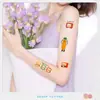 Adesivos de Tatuagem Coloridos Pintados à Mão a Lápis para Mulheres, À Prova D'Água, Longa Duração, High-End, Frescos, Ins, Braço, Clavícula, Desenho Animado, Fofo