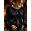 2026 Nova Camisa de Manga Longa para Halloween Rosa Aranha Gola Redonda Manga Longa Top Vintage Escuro Gótico Top