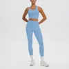Top sin mangas Racerback de Alta Elasticidad Transpirable Agradable para la Piel Antishock para Yoga Deporte Correr Fitness Pantalones Largos de Cintura Alta Conjunto de Yoga