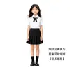 Conjunto de camisa blanca escolar para niños y niñas, vestido de anfitrión de actuación, uniforme liso de manga corta, personalizable con logo