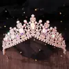 Tiara de Noiva Europeia e Americana Vestido de Casamento Festa de Aniversário Performance Coroa de Foto Liga de Bronze Cristal Acessórios de Cabelo Barrocos