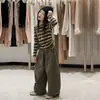 Conjunto de Outono para Meninas Nova Roupa Infantil Estilo Merade Crianças Tricô Listrado Retrô Calças Estilosas para Meninas