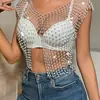 Ventas directas de AYJ desde el fabricante original, popular en Amazon, red con pedrería brillante, abertura, top corto sexy Y21157
