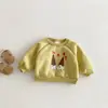 Moletom Infantil de Desenho Animado 2025 Novo Inverno Meninos Linha Cor Contrastante Veludo Pulôver Estilo Bebê Roupas de Inverno Espessas