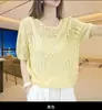 Camiseta de Tricô Manga Curta com Gola Redonda Vazada Estilo Suave Plus Size para Mulheres, Novo Estilo de Verão, Top Versátil de Caimento Solto Emagrecedor