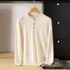 Suéter tejido de punto para hombre, estilo nuevo casual de primavera y otoño transfronterizo, mezcla fina de imitación de lana, cuello henley, capa base de moda de negocios de lujo ligero
