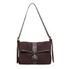 Bolso de hombro de alta gama, estilo francés, vintage, con un diseño único, gran capacidad, material de lona, color-blocking y adecuado para ir al trabajo.; un bolso bandolera elegante para mujer