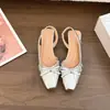 Diseño elegante, sandalias de mujer con lazo, 2026 verano, zapatos planos Mary Jane de punta cuadrada de estilo francés, de nicho, para uso diario