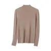 Camiseta interior de lana fina Yangzi para mujer, otoño e invierno, ajuste ceñido, color rosa, suéter de punto con cuello semi-alto
