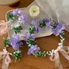 Coroa de Flores Rosa Fada Headpiece Faixa de Cabeça Estilo Mori Menina Adulta Flores Artificiais Faixa de Cabeça Acessórios de Cabelo Flor na Cabeça Adereços para Fotos