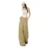 Verano 2026 Nuevos Jeans de Trabajo de Pierna Ancha Estilo Americano de Moda Color Caqui Diseño Holgado Adelgazante Scimitar para Mujer