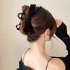 Pinza de Lazo Doble Faz Negro Estilo Hepburn para Mujer, Grande, de Alta Gama, para el Cabello, Parte Posterior de la Cabeza, Tipo Tiburón, Tocado