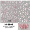 Redanco - Nuevas pegatinas para uñas con relieve 5D de concha roja, diseño de flores y luz, pegatinas estéreo para uñas M-2808