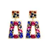 Pendientes de Diseño Retro Francés Estilo Corte Sensación de Diseño Lujo Ligero Super Brillantes con Pedrería Diamantes de Colores Pendientes Retro Elegantes Pendientes de Industria Pesada Retro