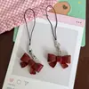 Ano Novo Vermelho Angorá Tridimensional Estilo Princesa Laço Pequeno Corda de Chave Pingente para Mochila Escolar Acessórios Pingente para Celular