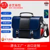 Pasta de Couro Azul e Preto de Luxo Leve, Bolsa Transversal de Negócios Portátil Multifuncional de Grande Capacidade para Computador