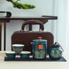 Juego de Té de Viaje con Patrón de Flores de Cerámica Portátil Juego de Té de Arranque Rápido para el Hogar Exterior Oficina Regalo Venta al por Mayor Logo Personalizado