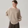 Cardigan de punto ancho para mujer, estilo coreano, mezcla de cachemir, manga murciélago, color liso, manga larga, irregular, de un solo hombro, para otoño e invierno