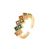 Nueva pulsera de circonitas coloridas de moda, anillo abierto, traje geométrico cuadrado con diamantes de colores, joyería para damas, pulsera y anillo.
