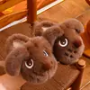 Pantuflas mullidas con temática de cachorros de dibujos animados de invierno para niños, unisex, adecuadas para usar en interiores, con forro polar adicional para abrigar y suela antideslizante