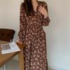 Principios de la Primavera 2025 Nuevo Vestido Floral Chic de Estilo Coreano Suelto Cintura Ajustada Adelgazante Largo Medio Ropa de Mujer
