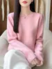 Suéter de Punto Nuevo Otoño/Invierno 2026 Lana Pura Cuello Redondo Manga Larga para Mujer Pentagrama Trenzado Holgado Suéter de Lana Top