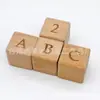 Cubo de Aprendizaje de Madera DIY Bloques de Madera Cubo de Números y Letras Madera Maciza Bloques de Madera