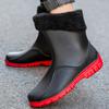 Botas de Lluvia Antideslizantes Cálidas de Moda para Hombre, Botas de Goma de Caña Media Larga, Zapatos para el Agua de Caña Alta, Botas Impermeables para Cocina, Pesca, Lavado de Autos, Trabajo