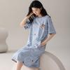 Camisón Casual de Verano para Mujer 6040 Algodón Fino Manga Corta Nuevo Vestido de Verano Ropa de Casa Vestido Midi