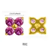 Arete de titanio bañado en oro con forma de trébol de cuatro hojas y circón, arete de clip para cartílago con forma de trébol de la suerte de circón multicolor, accesorios para piercing