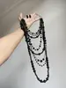 Collar Negro Punk de Múltiples Capas con Perlas Negras para Mujer, Collares Apilados para Chicas Millennial Atrevidas, Cadenas Largas para Suéter de Subcultura de Nicho