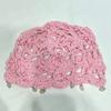 Gorro de cabeza de bolsa hueca tejido a mano para mujer, gorro de primavera y verano de moda de nicho, gorro de punto de ganchillo con colgante de perla, gorro de punto dulce