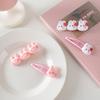 Pinza para el cabello de conejo rosa de dibujos animados, linda niña, flequillo lateral, pinza BB, pinza de pico de pato para todo, accesorios para el cabello coreanos para niños