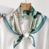 Lenço de Seda Fino Estilo Pastoral Estampado Imitação de Seda para Mulheres, Cachecol Masculino da Moda Tendência, Lenço de Alta Qualidade, Versátil
