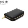 Cartera Pequeña Multifuncional con Cremallera de Piel de Vacuno de Primera Capa, Tarjetero Acordeón Antirrobo RFID, Tarjetero para Mujer, Tarjetero para Hombre