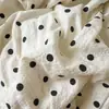 Juego suave de cuatro piezas de encaje francés de lujo ligero, funda nórdica de lunares con volantes clase A estilo ins fresca y elegante, sábana, sábana bajera, funda de almohada
