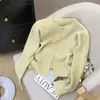 Suéter Tricot Cardigan de Botão Único Manga Longa com Senso de Design Novo Outono e Inverno Feminino Estilo Coreano Slim Fit Emagrecedor Gola Redonda