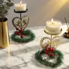 Navidad Creativa Corazón Doble Escandinavo Simple Moderno Portavelas Decorativo de Mesa para Cena a la Luz de Velas Adornos