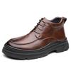Botas de cuero para hombre forradas de vellón cálidas botas Martin zapatos de plataforma de moda zapatos de trabajo estilo británico zapatos de media caña botas de moda para hombre