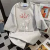 Camiseta de Manga Corta Estilo Retro Americano para Mujer Verano 2025 Holgada Oversize Casual Versátil Pareja Cuello Redondo Superior