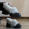 Botas retro de pelo con tacón alto grueso para mujer, nueva colección otoño/invierno 2026, sin cordones con suela gruesa, forradas de felpa, cálidas botas de algodón, zapatos pequeños de piel