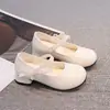 Sapatos de Princesa para Meninas Lolita Sola Macia Couro 2026 Estilo Primavera/Outono Sapatos Individuais com Laço Infantil Sapatos de Performance para Meninas